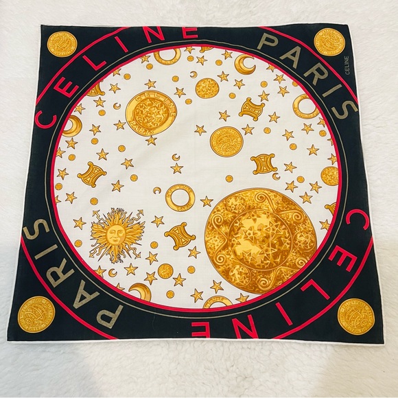 CELINE Paris Square Multicolor Bandanna/Scarf Size 21” x 21”. - Picture 1 of 12